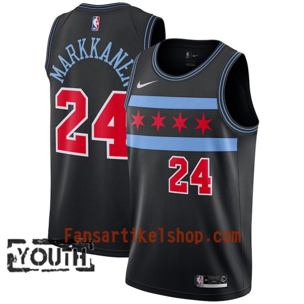Chicago Bulls Trikot Lauri Markkanen 24 2018-19 Nike City Edition Schwarz Swingman - Kinder